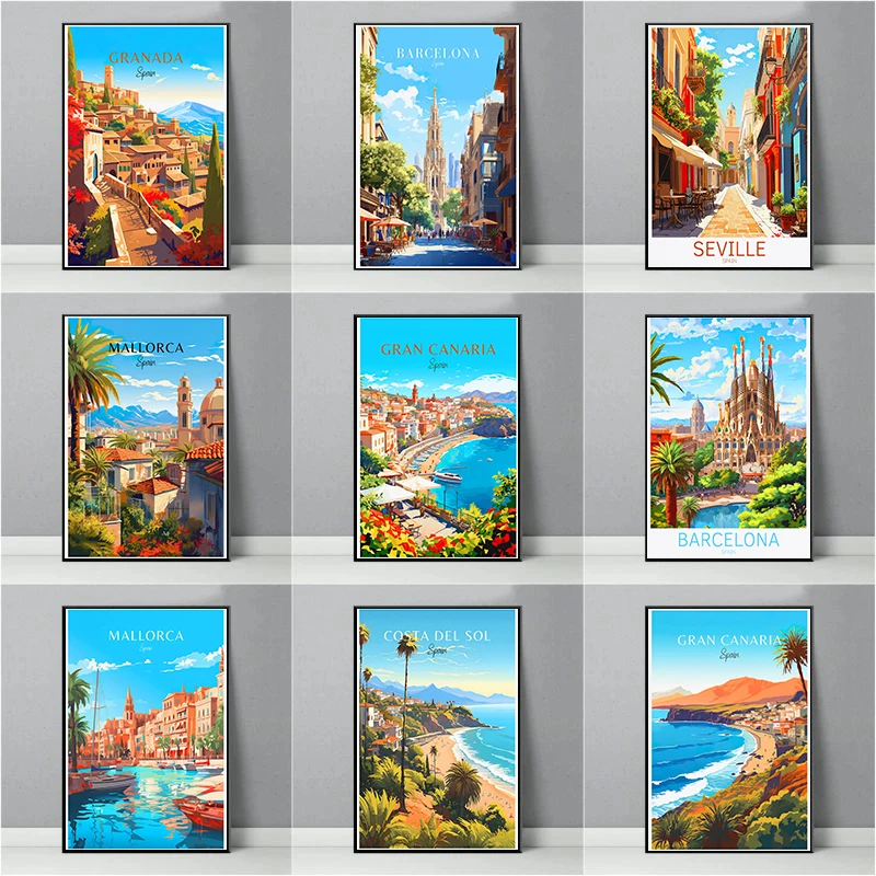 Home Barcelona - Poster Perjalanan Spanyol Paris Gran Canaria