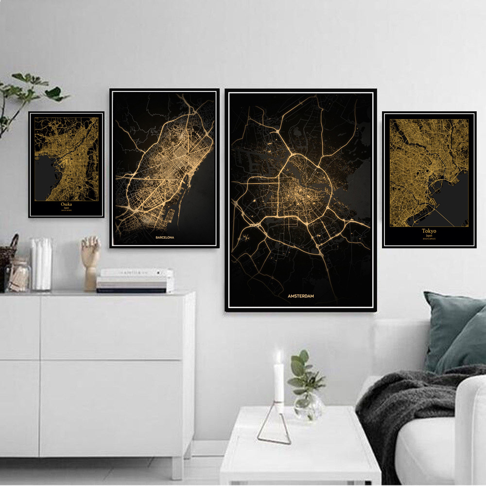 Home Barcelona - Poster Cetak Amsterdam Tokyo Barcelona Kota