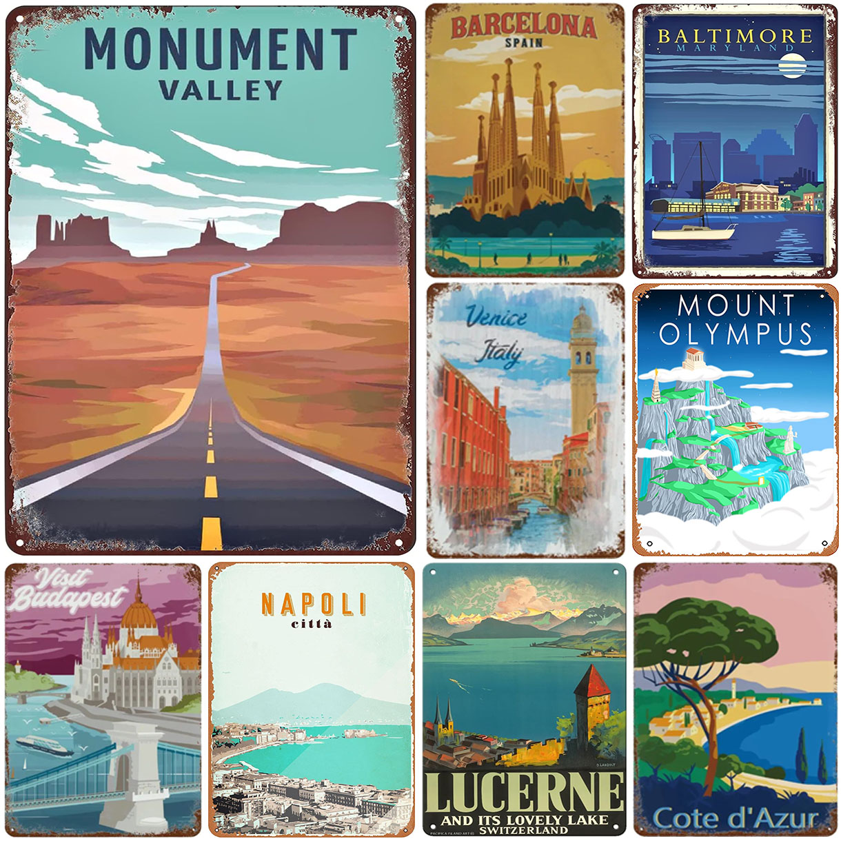 Home Barcelona - Papan Logam Vintage untuk Perjalanan, Poster